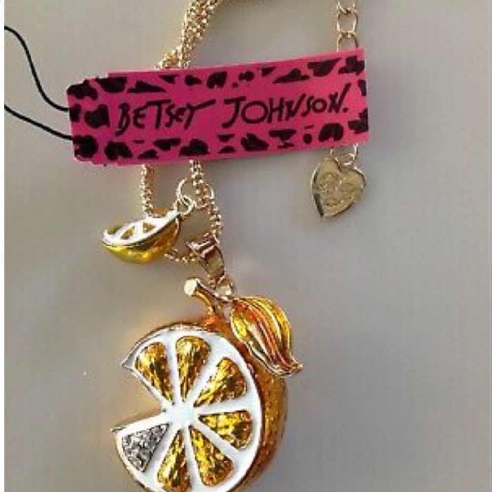 Betsy Johnson Gold Lemon 🍋 Necklace and Earrings